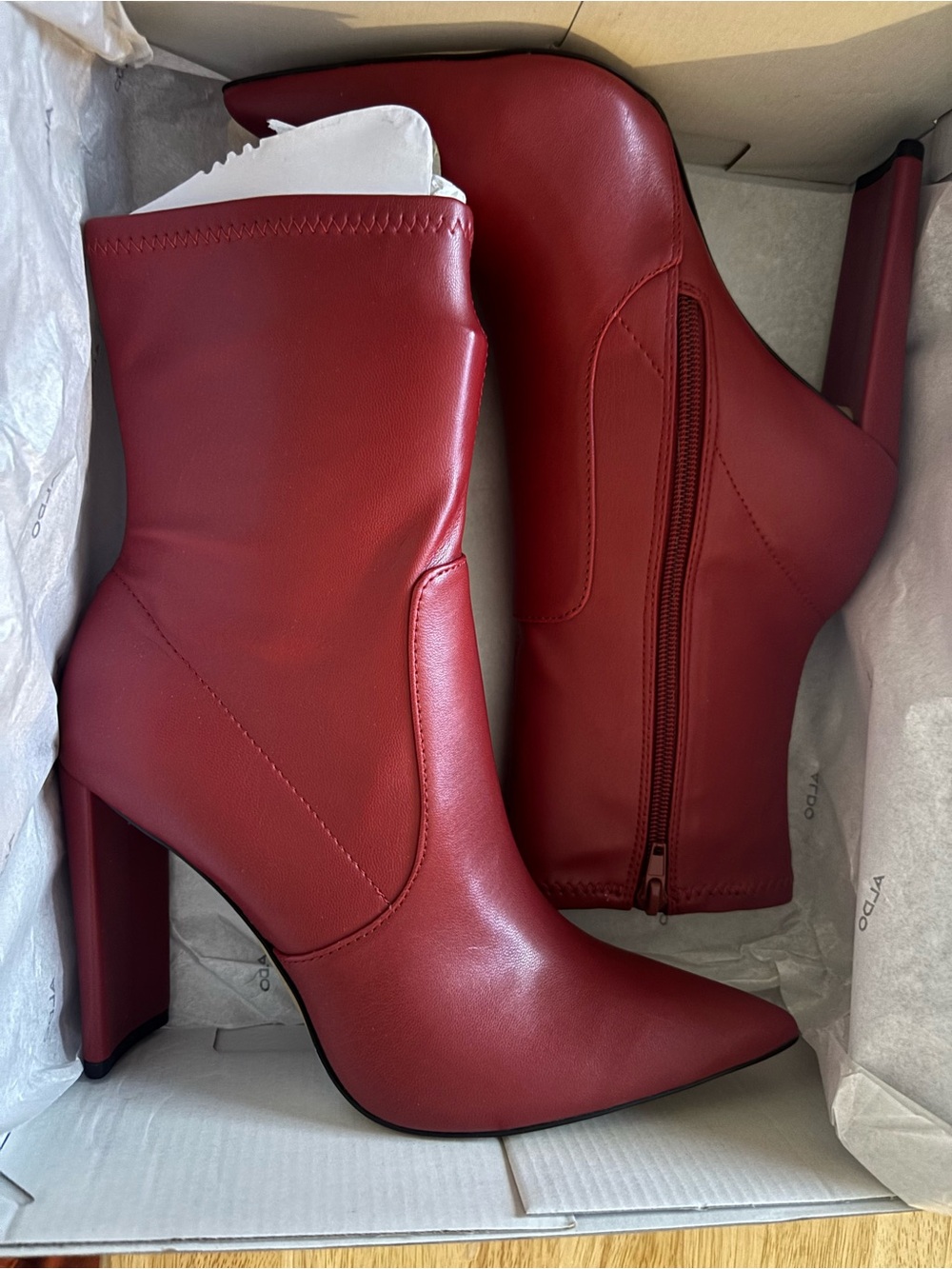 Aldo Red Pointed-Toe Stiletto Ankle Boots